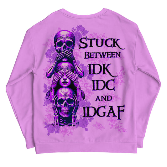 STUCK BETWEEN IDK IDC AND IDGAF SKULL Purple