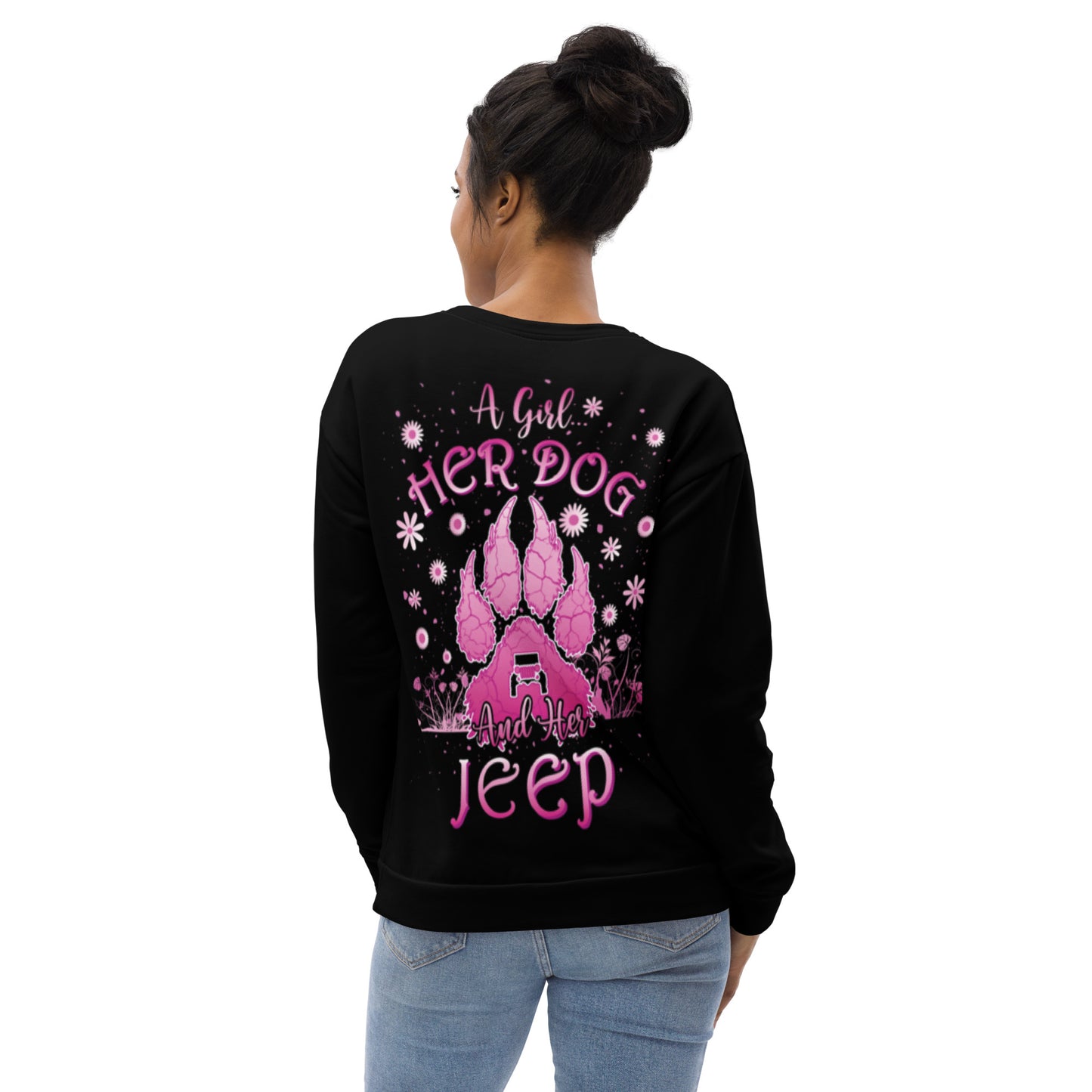 Unisex Sweatshirt A girl Her dog and Her Jeep